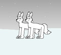 2 Arctic Foxes on a Snowy Field by TerryTheBlueFox