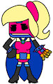 Blue Bomberman in Girly Sexy Superheroine Costume