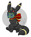 Commission Umbreon with a Christmas Gift by fennekfuchs