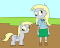 Derpy Hooves and pony together in mud 1