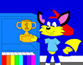 Alex the Fox with a Champion Cup in the Shelf by CartoonFoxArt2002