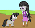 Octavia and pony together in mud 1