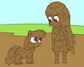 Octavia and pony together in mud 2