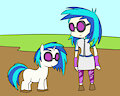 Vinyl Scratch and pony together in mud 1