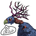 Do_Drugs_Bird_Sticker telegram by CraftyAndyArt