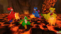 Four Yoshis on Fire by KaneBrentKoopa