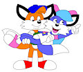 Billy the Fox Carrying Bluebell the Fox Pose