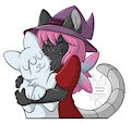 Cute Kitty Hug Sticker Commission by fennekfuchs