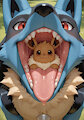 eevee/lucario vore/mawshots (AI) by Roop