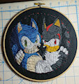 Sonic & Shadow: Custom Satin-Stitch Embroidery by sonicremix