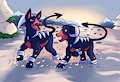 Hell dog bros in enjyoing winter by LunarTurtle