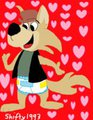 Ding-A-Ling Wolf wearing a diaper by ShiftyTheB767
