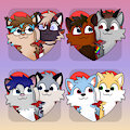 ❤️Valentine&rsquo;s Heart YCH Stickers &mdash; 4 finished pieces :3