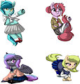 Neighcon mascots in schoolgirl outfits by ButtercupSaiyan