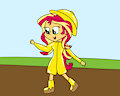 Sunset shimmer plays in mud in raincoat 1 by mucky