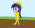 Twilight sparkle walks in mud in her raincaot by mucky