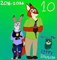 Zootopia 10th Anniversary by PrincessTheWolf