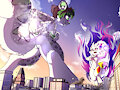 Battle of the Cute Kaijus by FireRai