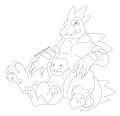 Croagunk and Feraligatr for coloring by DarlanSpace