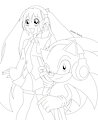 Miku and Sonic for coloring by DarlanSpace