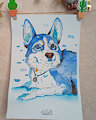 Watercolor husky art
