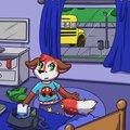 Foxy getting ready for the first day in school