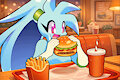 spaicy eating hamburger by Spaicy