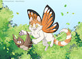 Flying Cat catch a bird by fennekfuchs
