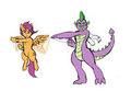 Spike and Scootaloo posing by LurkingTyger