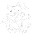 Buizel and Warabbit for coloring by DarlanSpace
