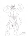 Muscle Man Cat B&W by bluecollie55