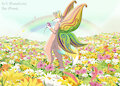 Fullbody Commission Rawen in a Flower Field by fennekfuchs