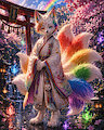 Rainbow Kitsune by DaemonGodFox