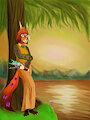 The Tree Overlooking the Lake - Versia by Buendiak