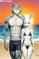 Legoshi and Haru in the Beach by Uranvyce