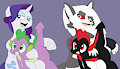 Rarity and Loona spanking Spike and Firetail by FiretailDragon