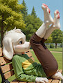 Asriel in the park by Aifuro