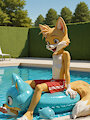 Tails at the pool by Aifuro