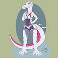 shiny salazzle with the pretty white lingerie