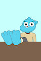 Gumball's feet on the table
