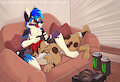 Fullbody Commission - Gaming Night by fennekfuchs
