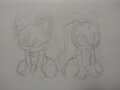 Tails and Cream kneeling