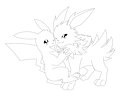 Pikachu and Jolteon for coloring by DarlanSpace