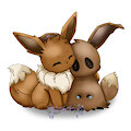 Mimikyu and Eevee becoming friends