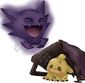 Haunter scaring Mimikyu