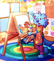 Painting Pup by cannedcanine