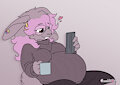 Lounging Eggnant Bunny by ChocolateKitsune