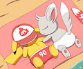 Jolts and Mincy at the beach by pichu90
