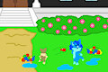 Anthonitecus and Astraligor enjoying Araguanian Summer playing with Water balloons (for Nakie Day)