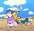 typhlos in beach by HangyakuNeko